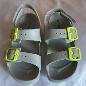 New Cat & Jack Gray and Green Sandals with Adjustable Straps Size 11